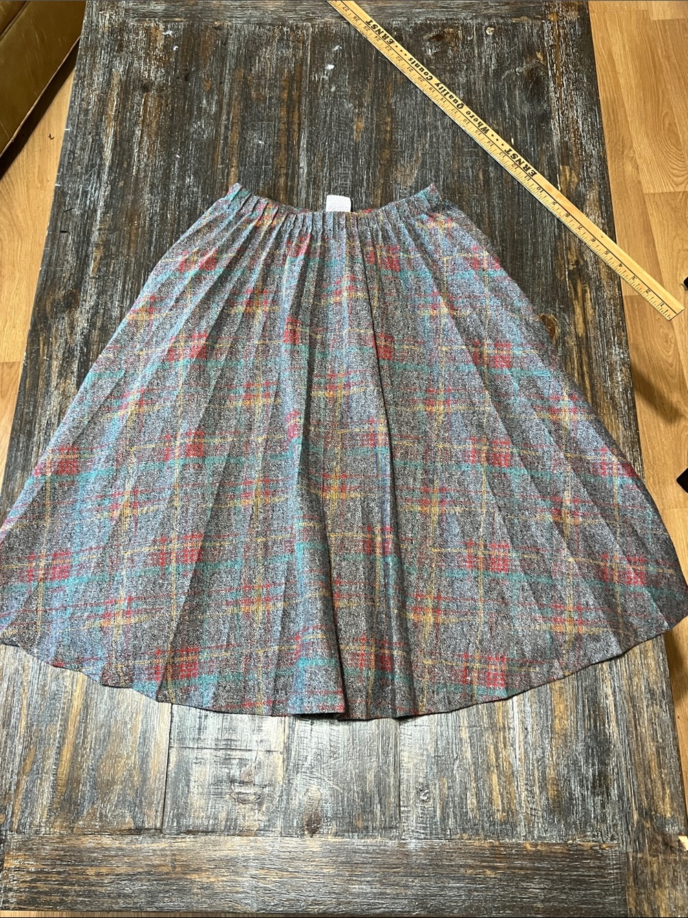 Vintage Graff California Ware Plaid A-Line Skirt Set in Multicolor Tweed - Picture 9 of 11